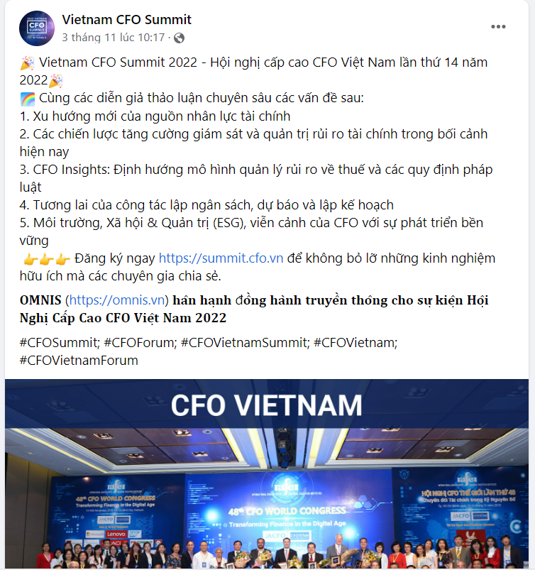  OMNIS hỗ trợ truyền thông cho CFO Việt Nam